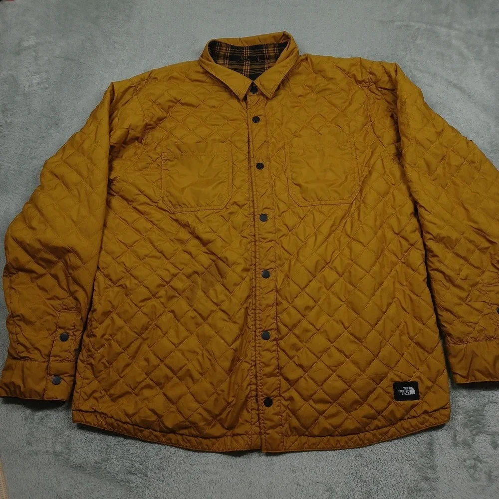 North Face Shacket Mens XL Black Plaid Reversible‎ Snap Lightweight Pockets
